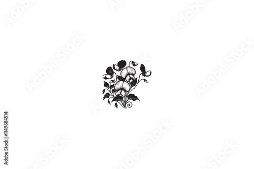 A Sweet Pea Flower vector silhouette image adobe illustrator..eps