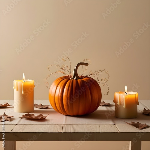 halloween pumpkin and candles