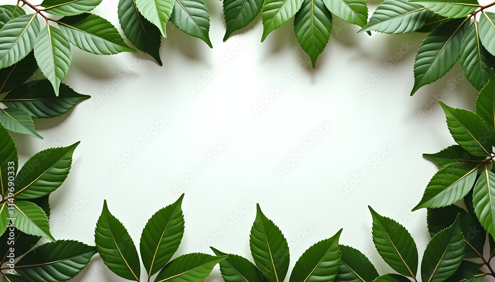 Naklejka premium green leaves frame