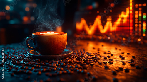 Global trade coffee. Cup of coffee and money.