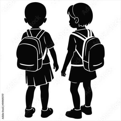 Cartoon children going back to school