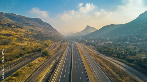 national highway48 in beautiful winter season lonavala hills drone view in maharashtra