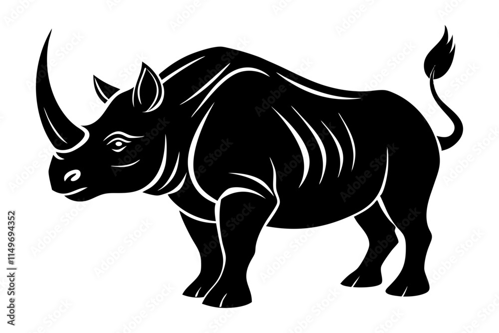 Silhouette of a charging rhinoceros Silhouette of a charging rhinoceros