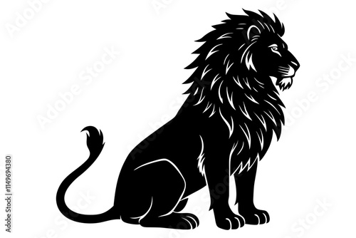 Silhouette of a regal lion sitting majestically