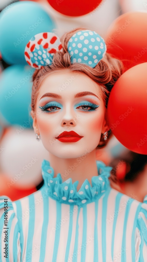 Obraz premium Vibrant circus portrait outdoor event colorful environment close-up view joyful concept