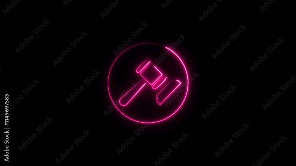 neon lune Gavel, law neon icon. Elements of Law & Justice set. Simple icon for websites, web design, mobile app, info graphics