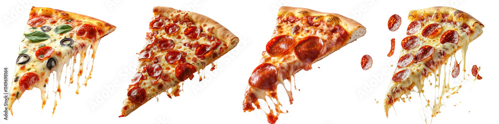 Pizza slice png cut out element set, transparent background Pizza slice png cut out element set, transparent background