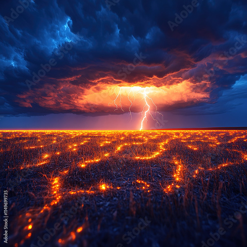 lava from the mountains spread across the fields photo