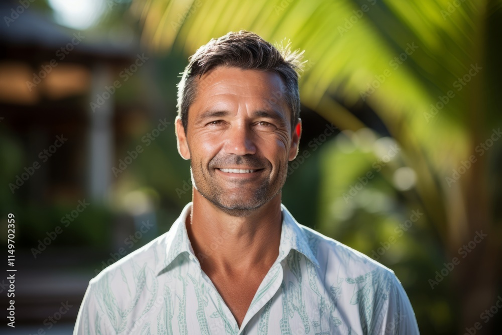Handsome middle-aged man smiling at the camera outdoors. Handsome middle-aged man smiling at the camera outdoors.