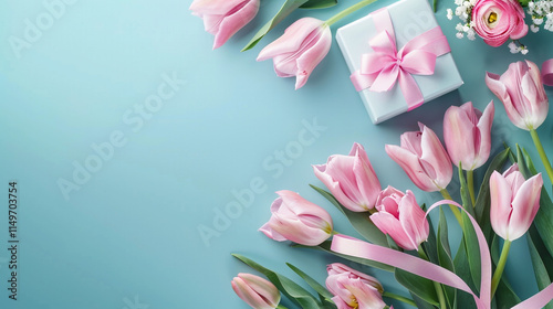 Wallpaper Mural pink tulips on wooden background Torontodigital.ca