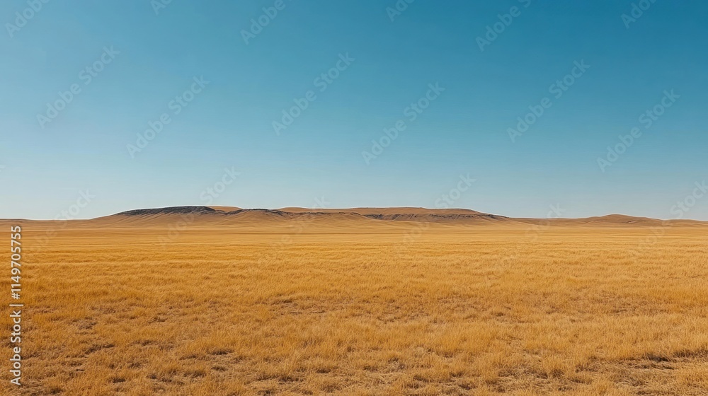 Expansive desert landscape under a clear blue sky. Expansive desert landscape under a clear blue sky.