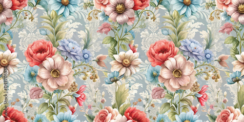 Beautiful floral pattern featuring vibrant blooms and delicate foliage.
