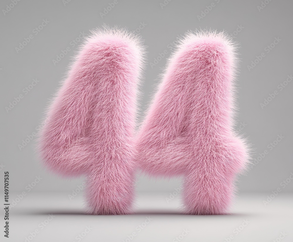 Fluffy pink number 44 on grey background
Fluffy pink number 44 on grey background
