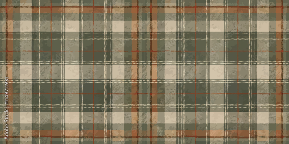 Obraz premium Textured plaid pattern featuring earthy tones and varied stripe designs.