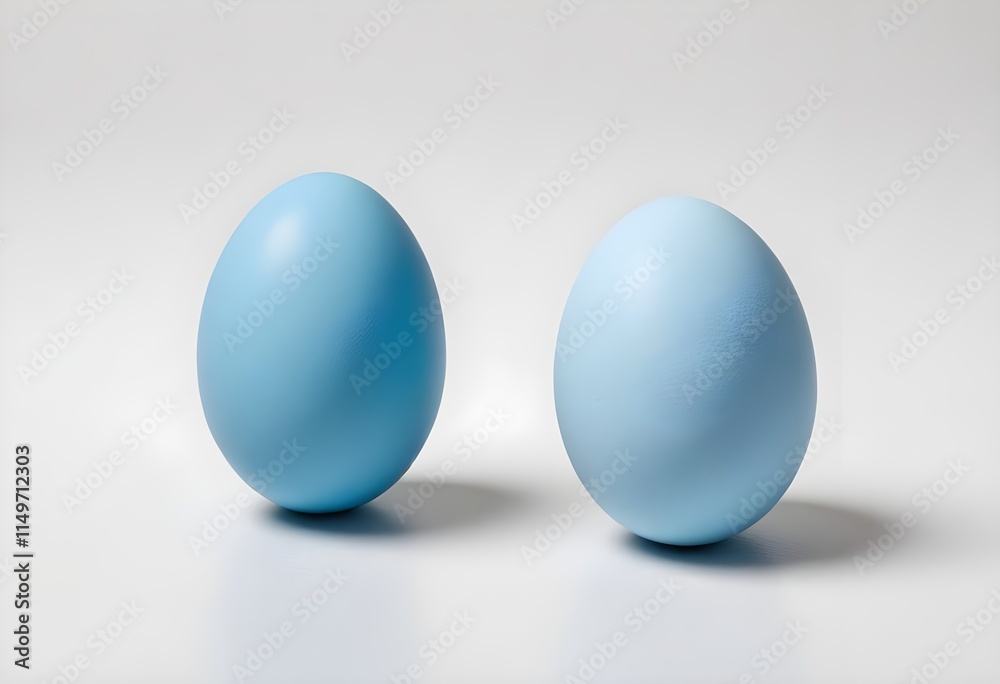 Two blue eggs placed side by side on a white background Two blue eggs placed side by side on a white background
