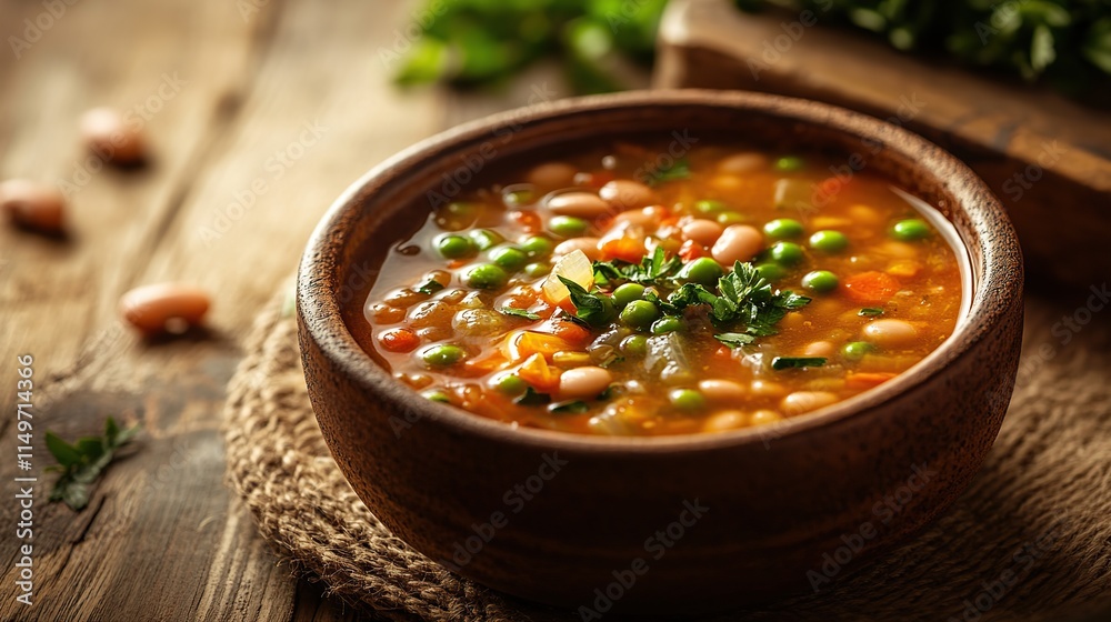 A steaming bowl of lentil soup for a delicious and healthy meal concept A steaming bowl of lentil soup for a delicious and healthy meal concept