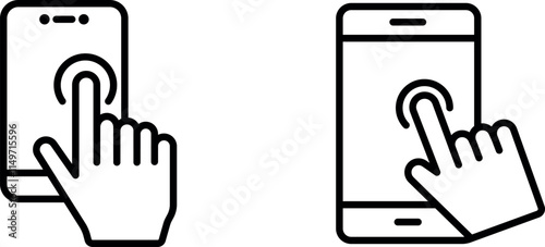 "Hand Touch Screen Smartphone Icon: Modern and Interactive Vector Design for Technology"