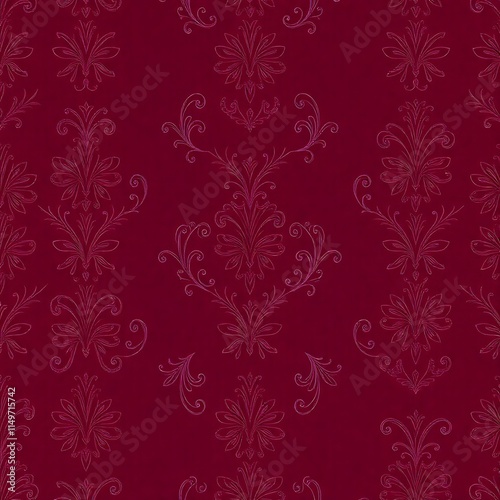 Crimson Damask Seamless Pattern 
