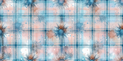 Colorful watercolor pattern featuring pastel blue and peach splashes.