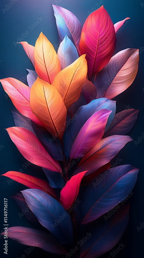 Tropical arrangement vivid colorful leaves high resolution hd image Tropical arrangement vivid colorful leaves high resolution hd image
