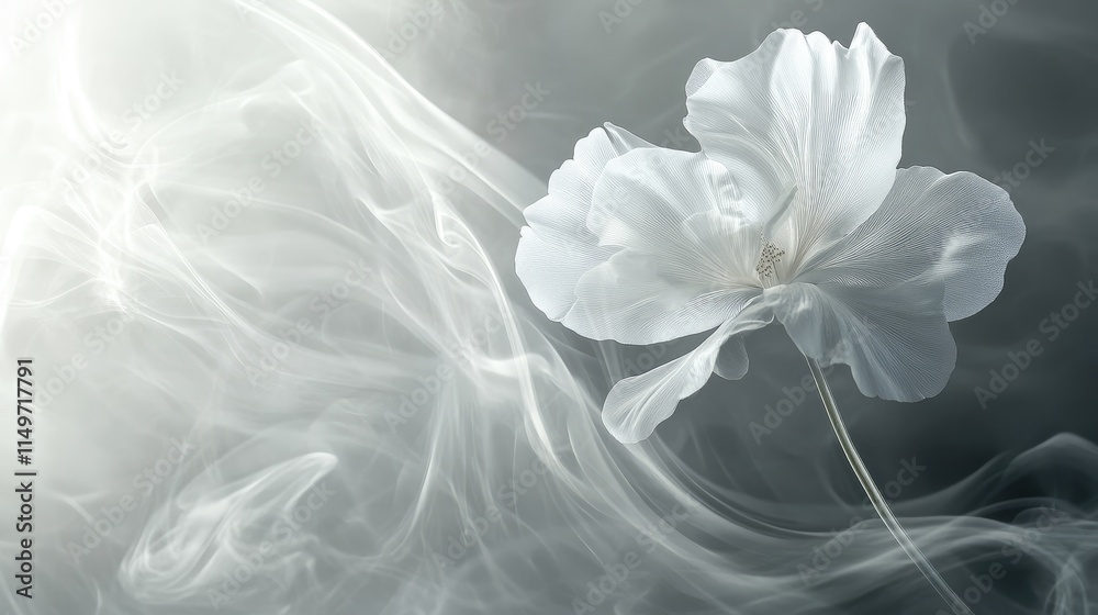 A 3D wallpaper with a graceful single flower design, complemented by soft, ethereal steam swirling gently in the atmosphere. A 3D wallpaper with a graceful single flower design, complemented by soft, ethereal steam swirling gently in the atmosphere.
