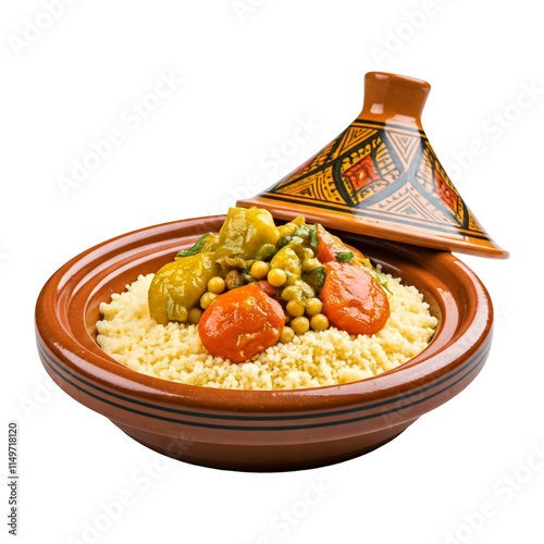A plate of Moroccan tagine with couscous