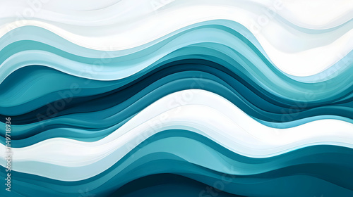 Abstract design with swirling waves of blue, teal, and white, creating a sense of depth and fluidity, evoking a tranquil and oceanic atmosphere photo