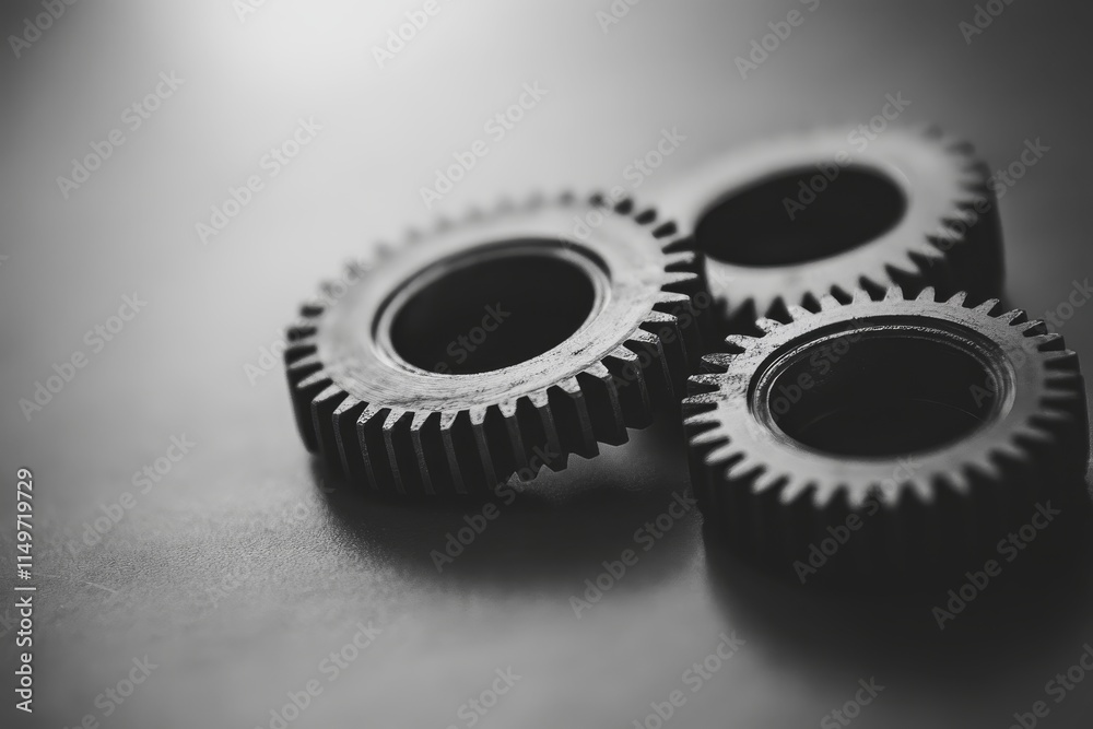 Intricate gears displayed against a subtle gray background for mechanical aesthetics Intricate gears displayed against a subtle gray background for mechanical aesthetics