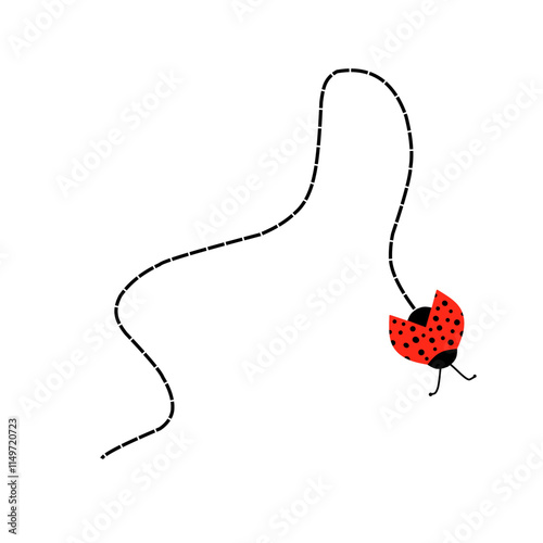 Flying Ladybug With Path Illustration