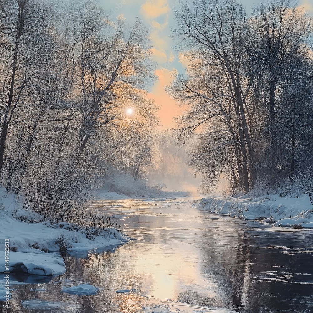 winter background river winter background river
