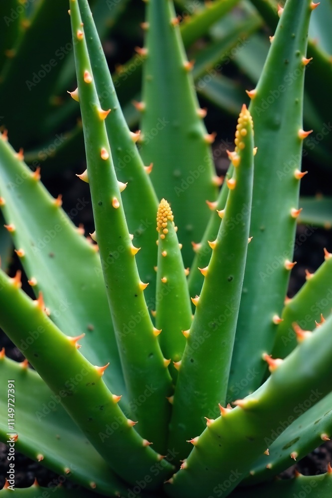 Aloe Vera plant with multiple flowers blooming on the ends of its leaves, flowers, nature, foliage Aloe Vera plant with multiple flowers blooming on the ends of its leaves, flowers, nature, foliage