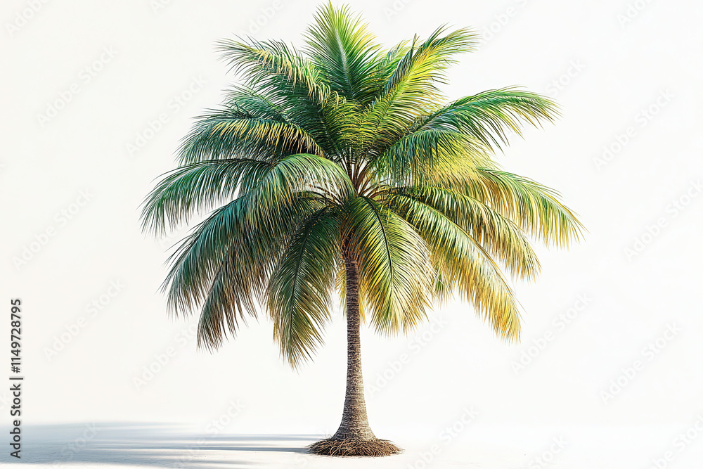 Obraz premium Vibrant Tropical Palm Tree Against a Light Sky