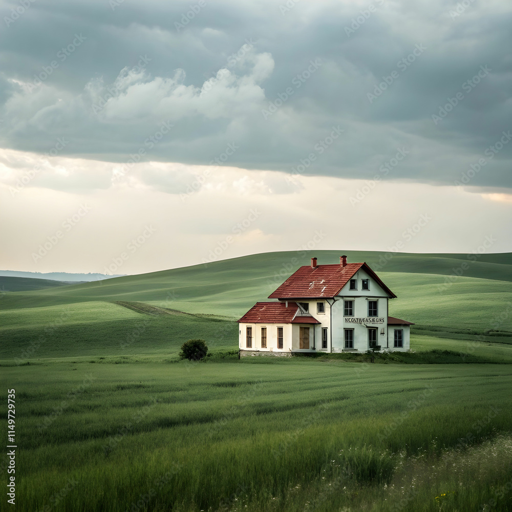 house isolated in the field house isolated in the field
