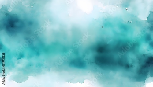 Calming Watercolor Wash in Teal and White