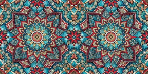 Intricate mandala pattern in vibrant colors, showcasing artistry and creativity.
