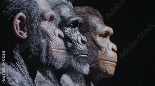 A detailed evolutionary timeline showing the transformation from primates to modern humans.
