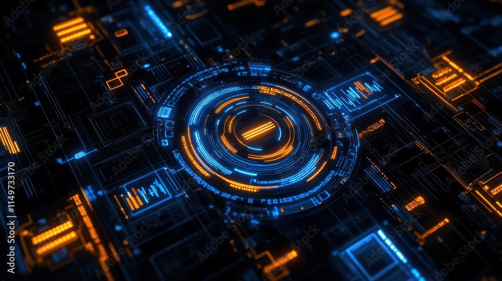 Obraz premium Futuristic Technology Interface Abstract Digital HUD Background.