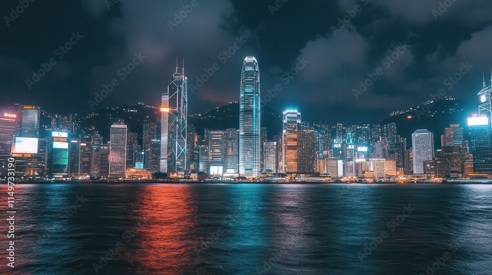 Obraz premium A futuristic city skyline with advanced architecture and glowing skies.