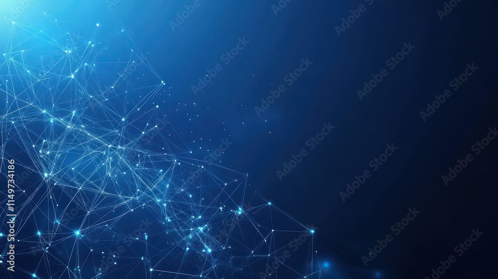 Abstract Network Connection, Digital Technology, Global Network, Blue Abstract Background. Abstract Network Connection, Digital Technology, Global Network, Blue Abstract Background.