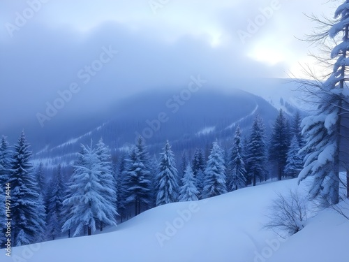 snow covered trees