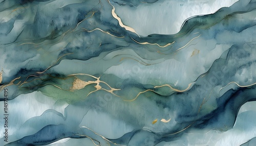 Organic Watercolor in Blues and Greens