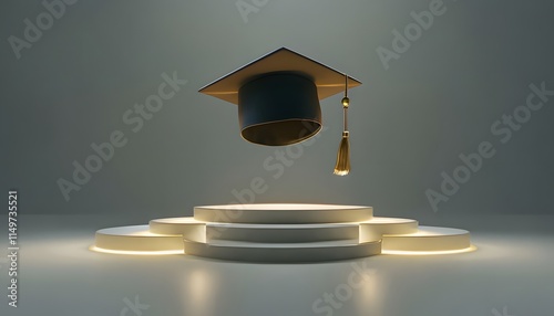 Floating Graduation Cap Scene