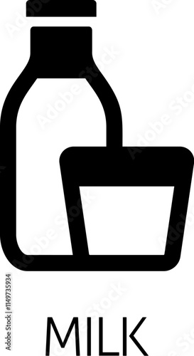 A milk dairy lactose bottle and glass food allergy icon concept. Possibly an icon for the allergen or allergy.