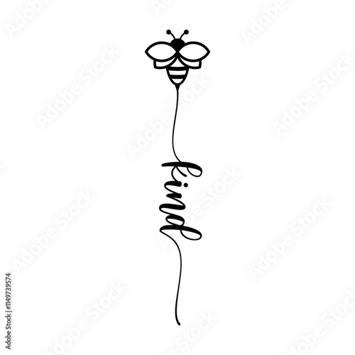 Bee kind svg cut file. Isolated vector illustration.