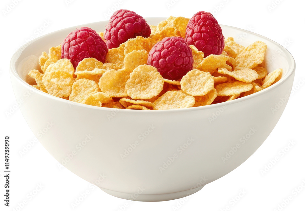 PNG An isolated corn flakes with raspberry in a clean white bowl raspberries food cornflakes. PNG An isolated corn flakes with raspberry in a clean white bowl raspberries food cornflakes.