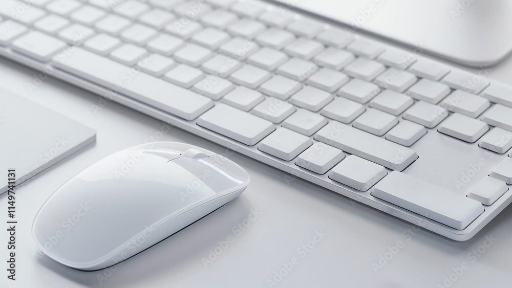sleek and minimalist keyboard and mouse setup in clean workspace sleek and minimalist keyboard and mouse setup in clean workspace