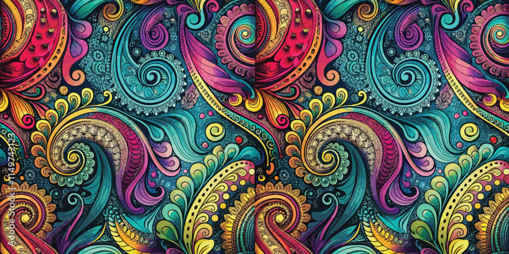 Colorful abstract swirl pattern with vibrant hues and intricate details.