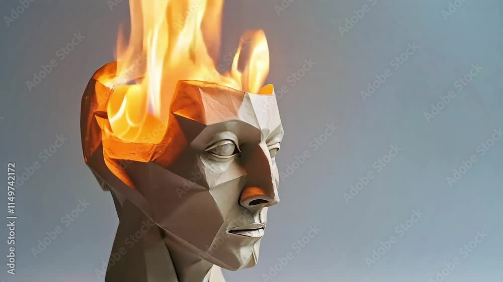 burning head of paper man burning head of paper man