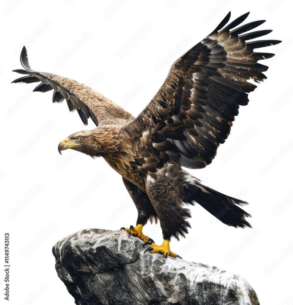 Obraz premium PNG Majestic eagle landing rock