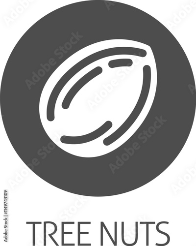 A tree nut such as an almond food stylised icon concept. Possibly an icon for the allergen or allergy.